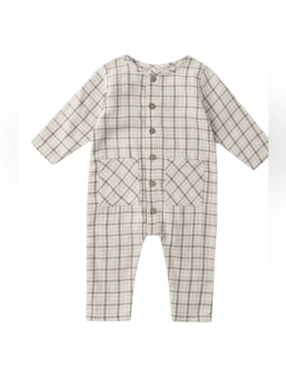 Quincy Mae Kids Pocketed Woven Plaid Jumpsuit NWT Size 18-24 Months